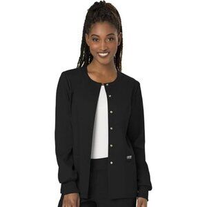 Scrub Jackets For Woman, Snap Front with 3 Pockets & 2 way Stretch